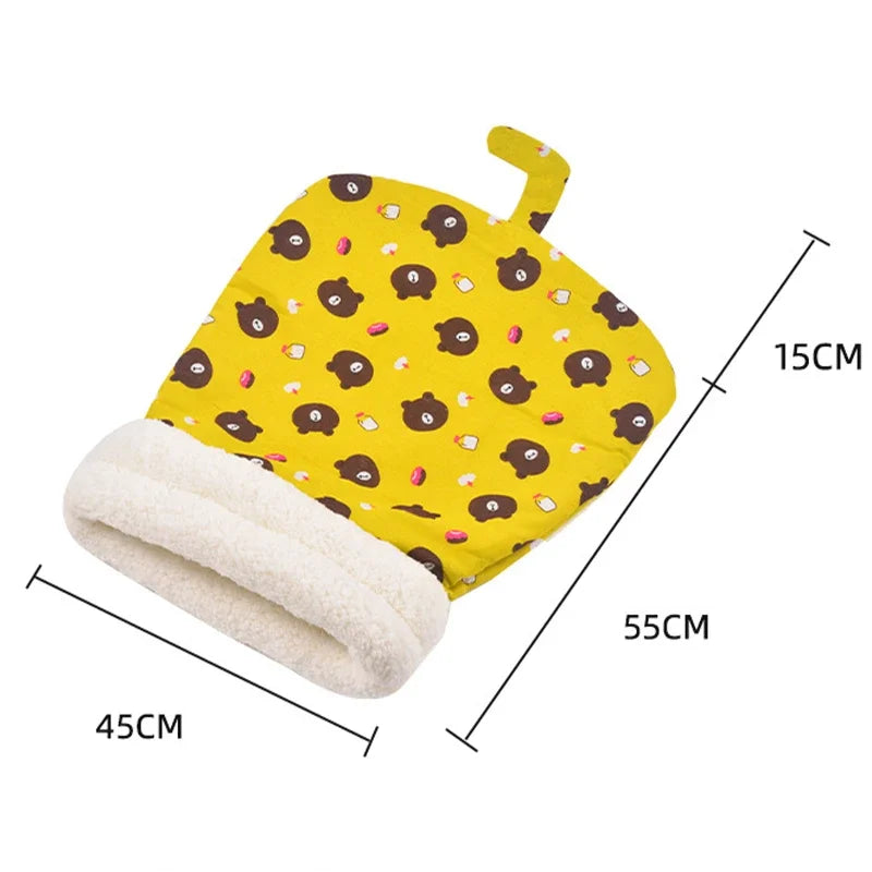 Cat Sleeping Bag Soft Cuddly Fluffy Feel Thickened Pet Pocket Type Quilt Bed Kitten Puppy Soft Comfortable Nest Pet Supplies