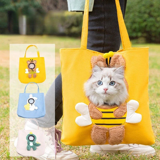 Pet Canvas travel Bag  Shoulder outdoor carrier Bag Cats and Dogs Tote Bag Small Pet Carrier Bag Fashionable Breathable