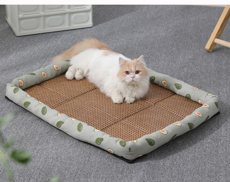 MADDEN Summer Cat Bed Lightweight Breathable Pet Rattan Mat Cat Nest Mat Ice Nest Dog Bed Cat Cool Nest Small Dogs