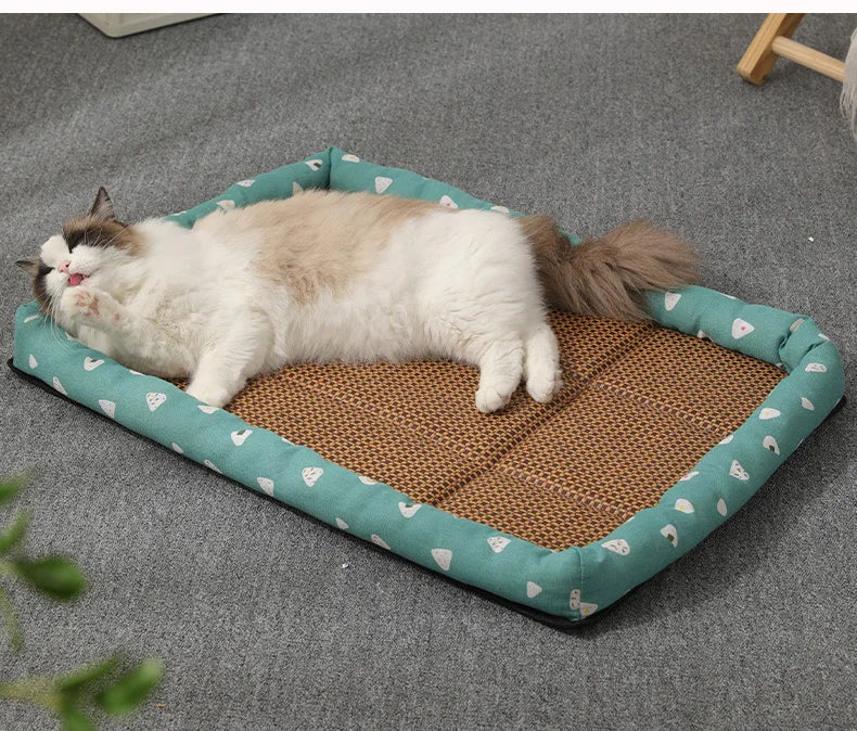 MADDEN Summer Cat Bed Lightweight Breathable Pet Rattan Mat Cat Nest Mat Ice Nest Dog Bed Cat Cool Nest Small Dogs