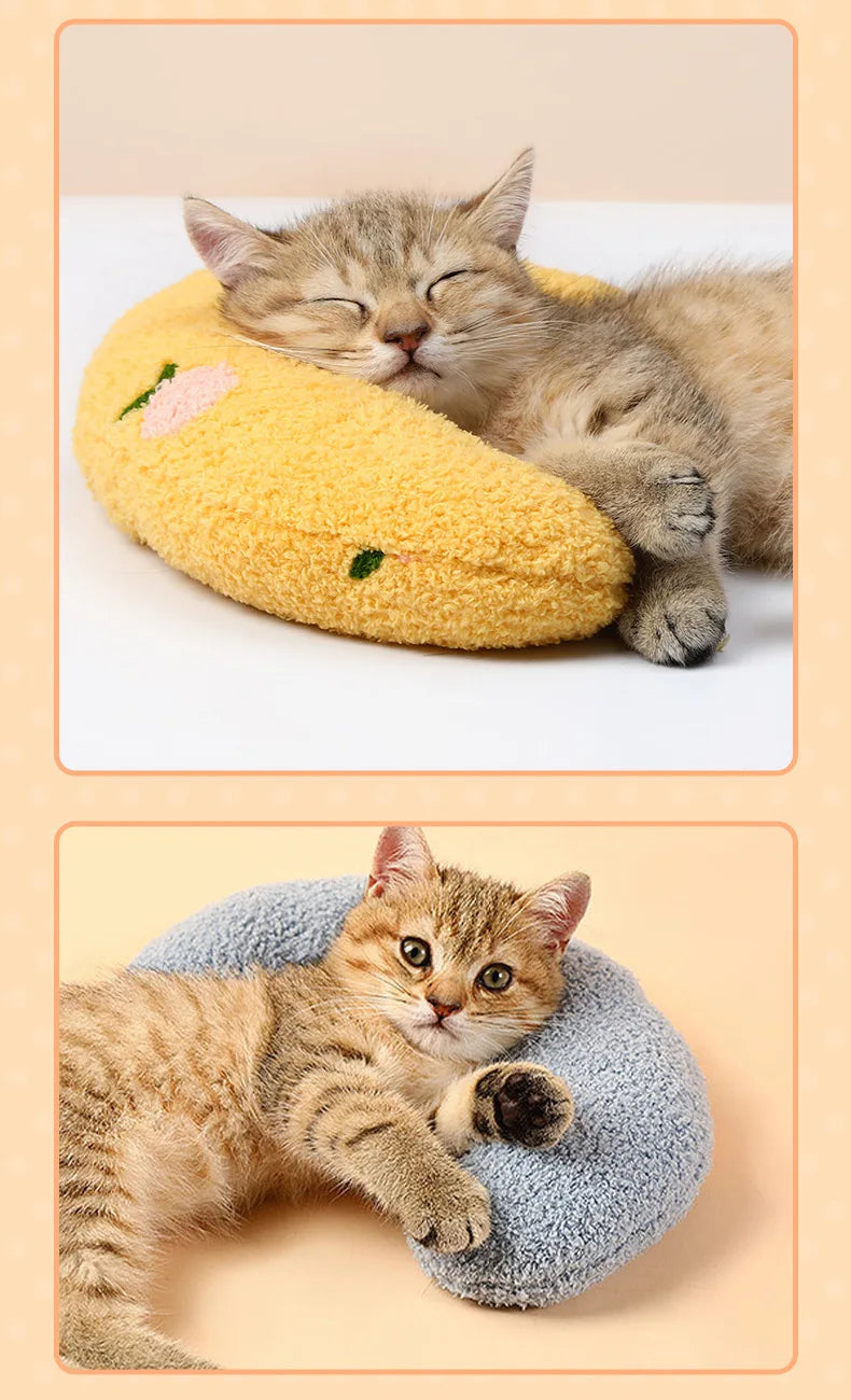 2022 new cat dog pet winter pillow sleep U-shaped throw pillow, comfortable sleep aid cervical spine pet supplies cat toy