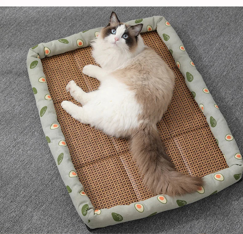 MADDEN Summer Cat Bed Lightweight Breathable Pet Rattan Mat Cat Nest Mat Ice Nest Dog Bed Cat Cool Nest Small Dogs