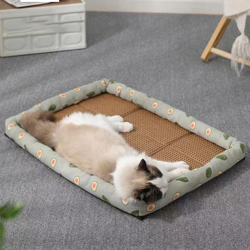 MADDEN Summer Cat Bed Lightweight Breathable Pet Rattan Mat Cat Nest Mat Ice Nest Dog Bed Cat Cool Nest Small Dogs