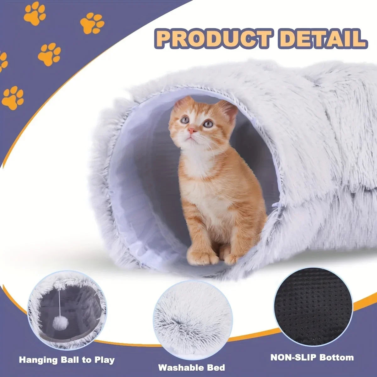 2 In1 Round Cat Beds House Funny Cat Tunnel Toy Soft Long Plush Dog Bed For Small Dogs Basket Kittens Bed Mat Kennel Deep Sleep